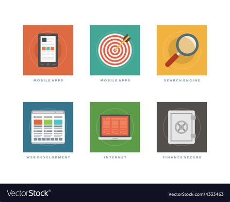 Business flat design icons Royalty Free Vector Image