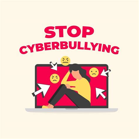 Stop Cyberbullying text with sad woman sitting on laptop. Social media bullying, Cyber bullying ...