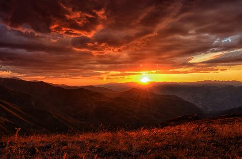 Sunset Landscape Mountains Clouds 4k Wallpaper,HD Nature Wallpapers,4k Wallpapers,Images ...