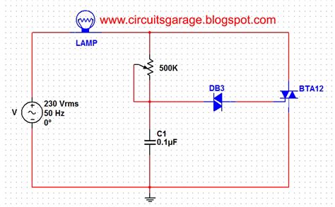 Light dimmer circuit using DIAC and TRIAC ~ Circuits Garage