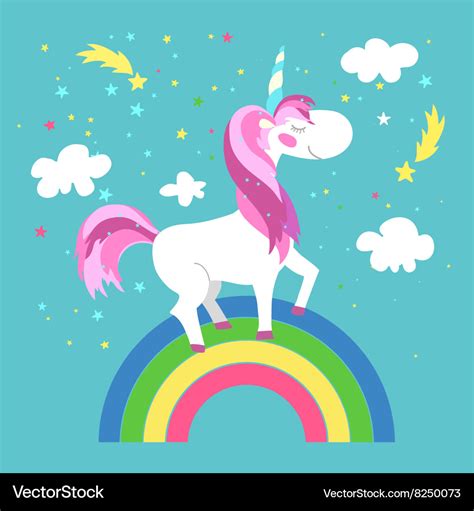 Fairy unicorn with rainbow Royalty Free Vector Image