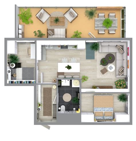 2 Bedroom Floor Plan With Large Balcony