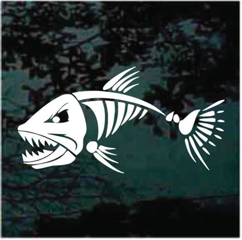 Mean Fish Skeleton Decals Stickers - Decal Junky