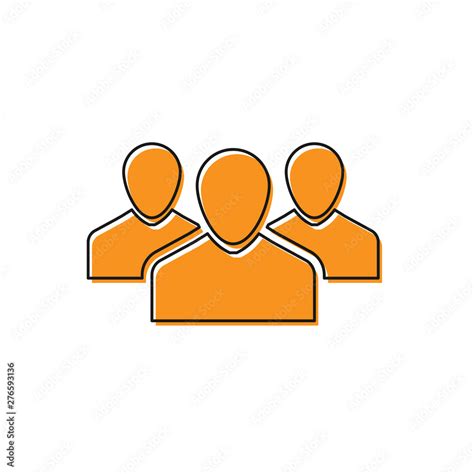 Orange Users group icon isolated on white background. Group of people icon. Business avatar ...