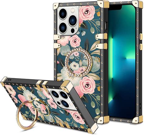 iPhone 13 Pro Max Womens Heavy Duty Flower Case with Kickstand