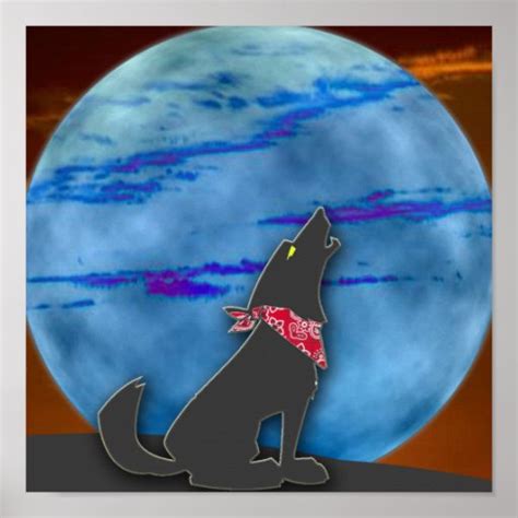 COYOTE HOWLING AT THE BLUE MOON POSTER | Zazzle