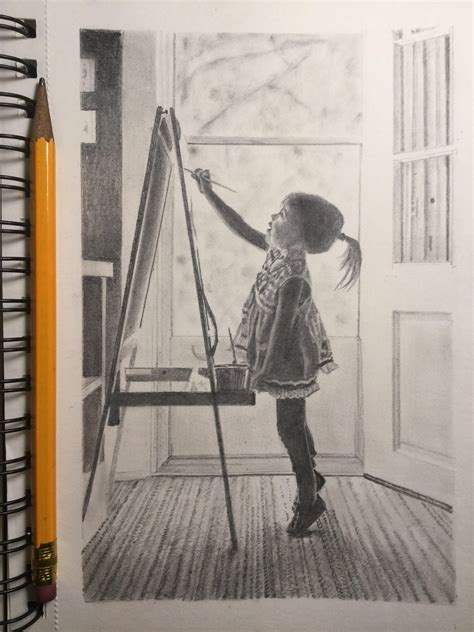 Sketchbook pencil drawing. The Young Artist about 12 x 17 cm : r/drawing