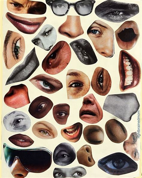 Human Facial Features Print-Out – Right Brained Mom Collage Art Projects, Collage Design ...