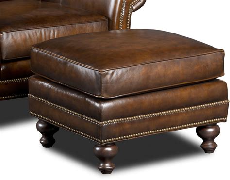 Natchez Brown Leather Ottoman from Hooker | Coleman Furniture