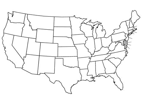 Blank Printable US Map with States & Cities