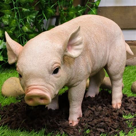 Buy Ebros Large Adorable Realistic Animal Farm Babe Pig Statue 15" Long Rustic Country Piggy ...