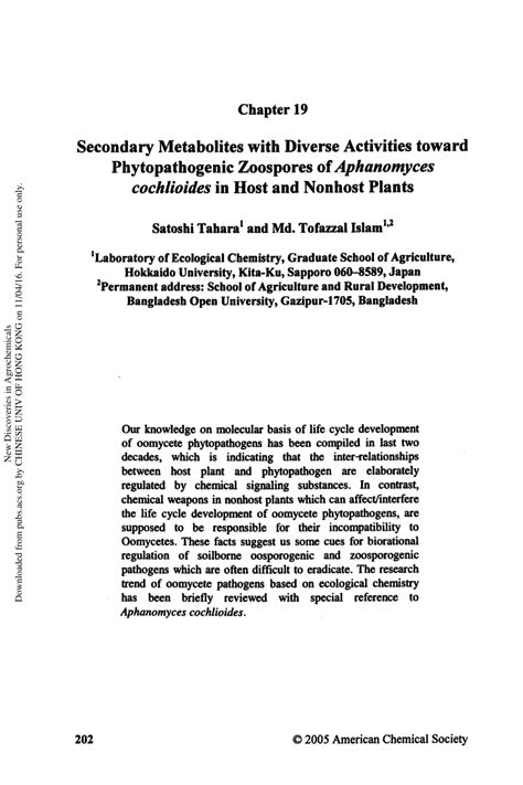 (PDF) Secondary Metabolites with Diverse Activities toward Phytopathogenic Zoospores of ...