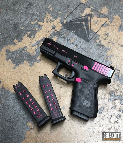 Glock 19 Cerakote Color Fill with Black and Pink Accents by ABELARDO ROMAN | Cerakote