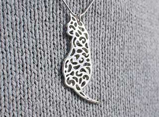 Silver Cat Pendant, Cat Memorial Jewelry