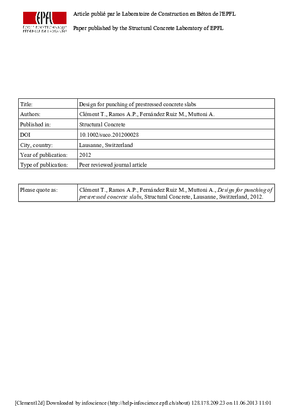 First page of “Design for punching of prestressed concrete slabs”