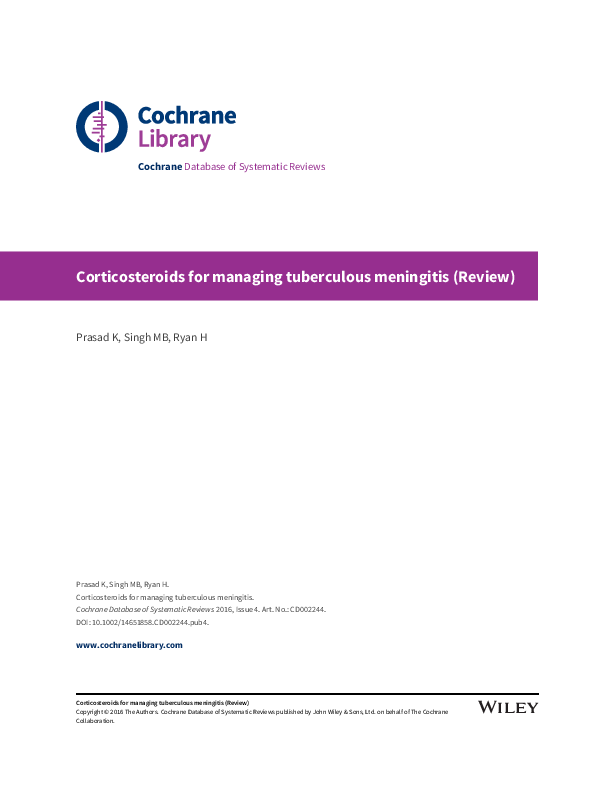 First page of “Corticosteroids for managing tuberculous meningitis”