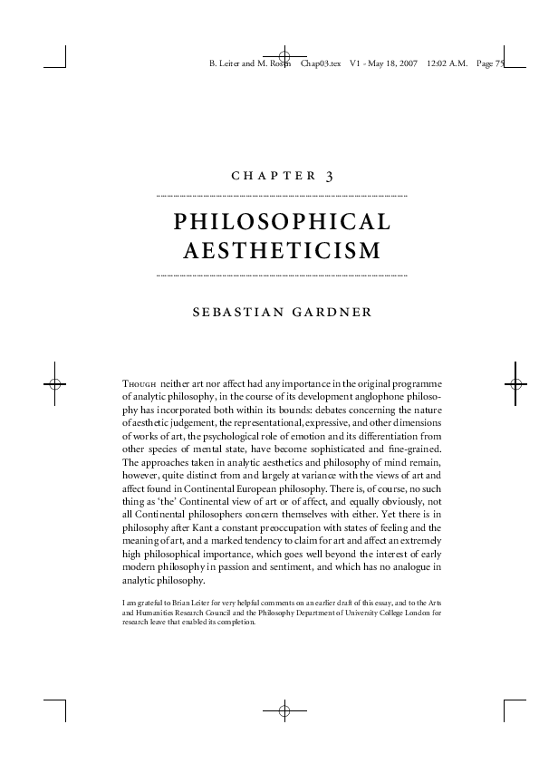 First page of “Philosophical Aestheticism”