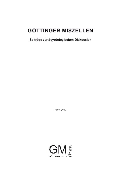 First page of “"On the 7 Personified Utterances Supporting the Balance That Measures the Udjat-Eye", Göttinger Miszellen 269, 2023, 143-166”