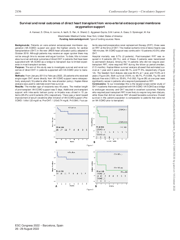 First page of “Survival and renal outcomes of direct heart transplant from veno-arterial extracorporeal membrane oxygenation support”