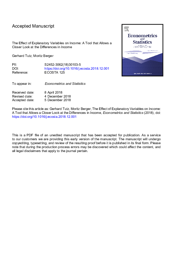 First page of “The effect of explanatory variables on income: A tool that allows a closer look at the differences in income”