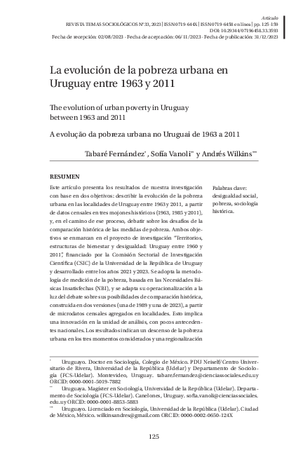 First page of “La evolución de la pobreza urbana en Uruguay entre 1963 y 2011”