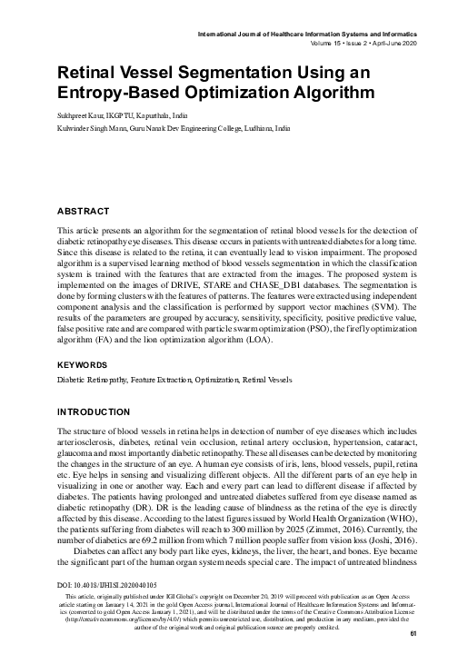 First page of “Retinal Vessel Segmentation Using an Entropy-Based Optimization Algorithm”