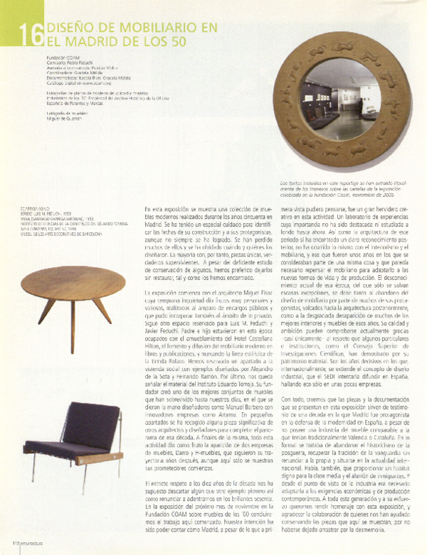 First page of “Diseño de mobiliario en el Madrid de los 50”