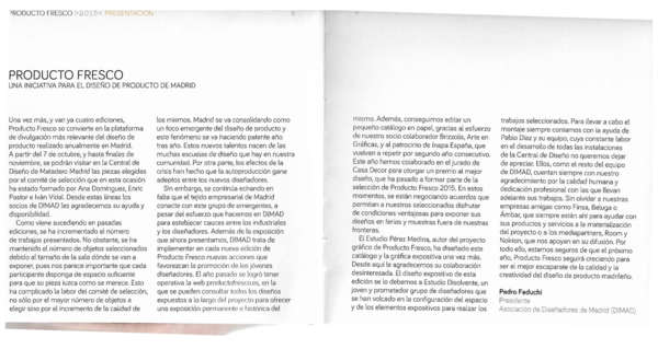 First page of “Producto Fresco: Una iniciativa para el diseño de producto de Madrid”