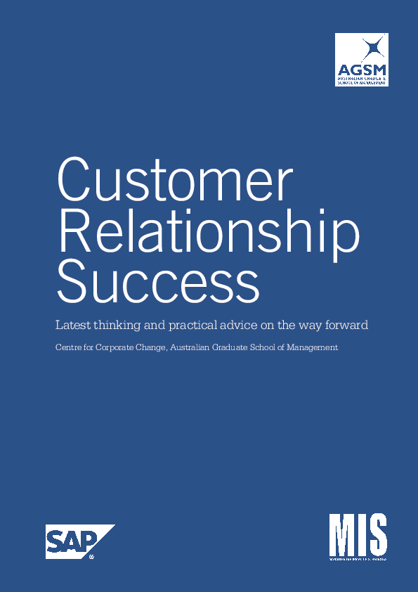 First page of “Customer Relationship Success: Latest Thinking and Practical Advice on the Way Forward”