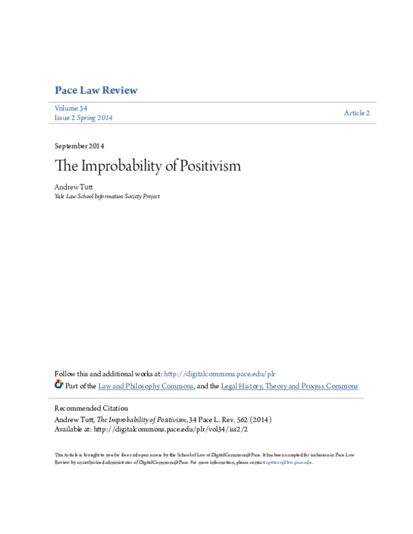 First page of “The Improbability of Positivism”