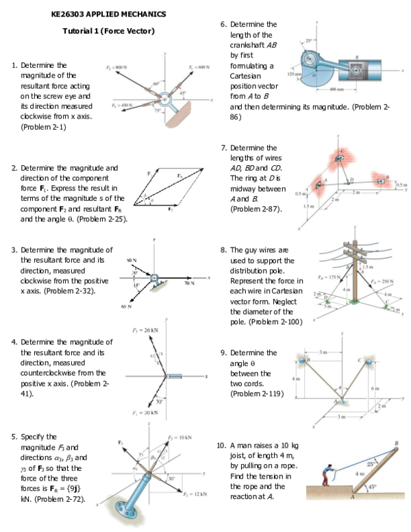 First page of “Tutorial 1 (Force Vector)”