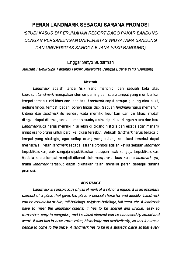 First page of “Peran Landmark Sebagai Sarana Promosi”