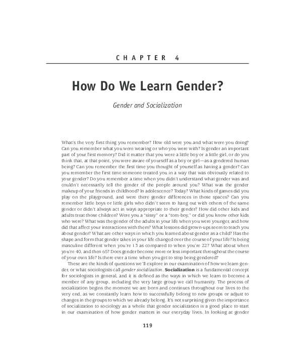 First page of “Gender and Socialization”