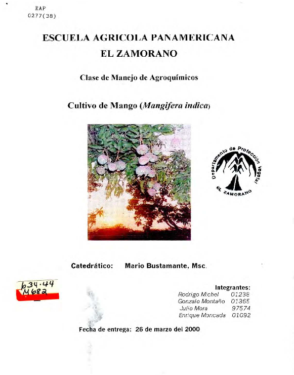 First page of “ESCUELA AGRICOLA PANAMERICANA”