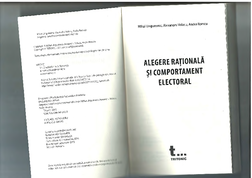 First page of “Alegere rationala si comportament electoral”