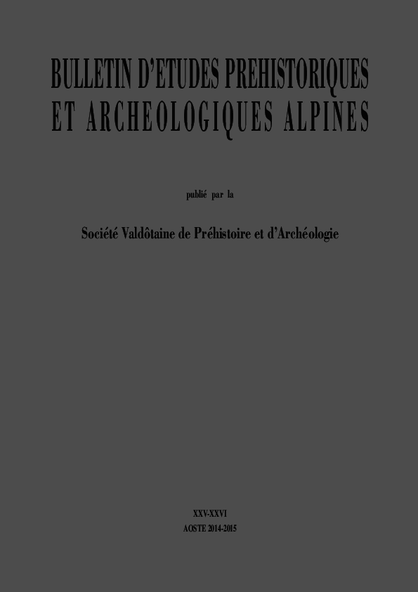 First page of “A. Arcà, F. Rubat Borel - Rocce e tavole a coppelle nella regione alpina, contesti archeologici e ambientali, Bulletin d'Etudes Préhistoriques et Archéologiques Alpines, 25-26, 2015”