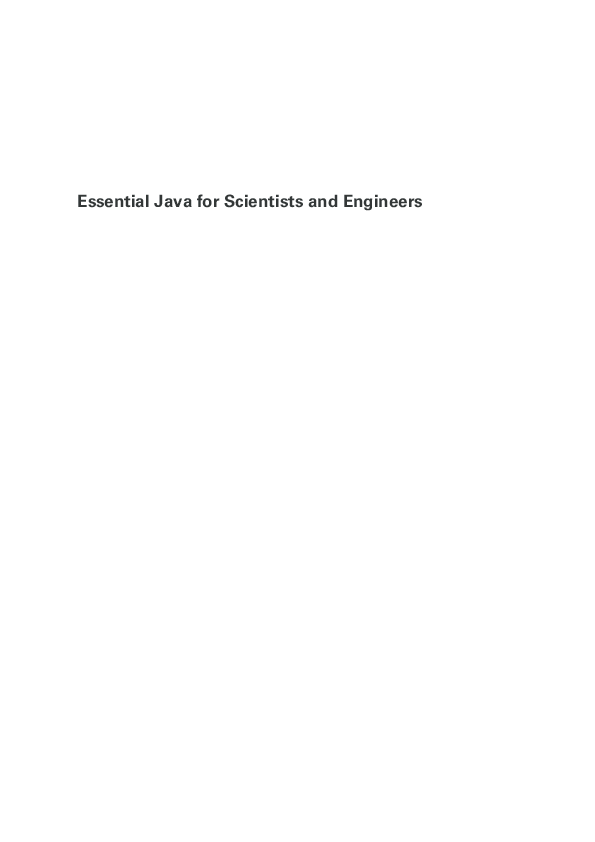 First page of “Essential Java for Scientists and Engineers”