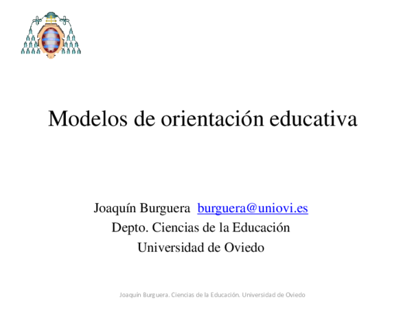 First page of “Modelos de orientación educativa”