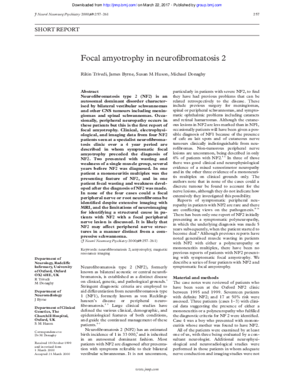 First page of “Focal amyotrophy in neurofibromatosis 2”