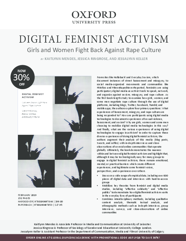 First page of “DIGITAL FEMINIST ACTIVISM Girls and Women Fight Back Against Rape Culture”