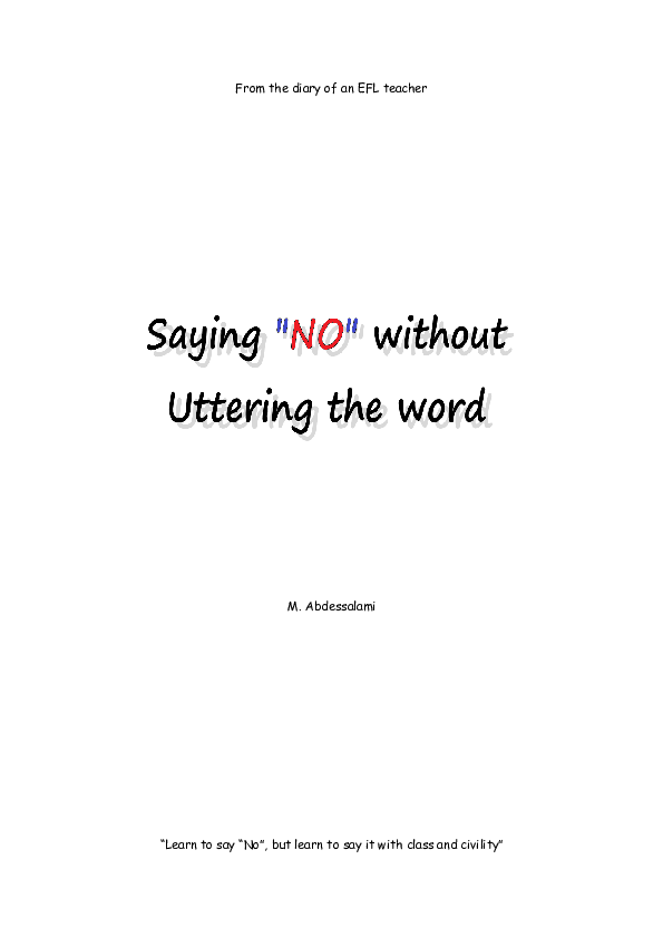 First page of “Saying "NO" without uttering the word”