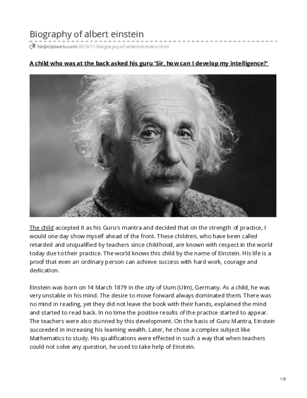 Biography Albert Einstein Life - Image to u