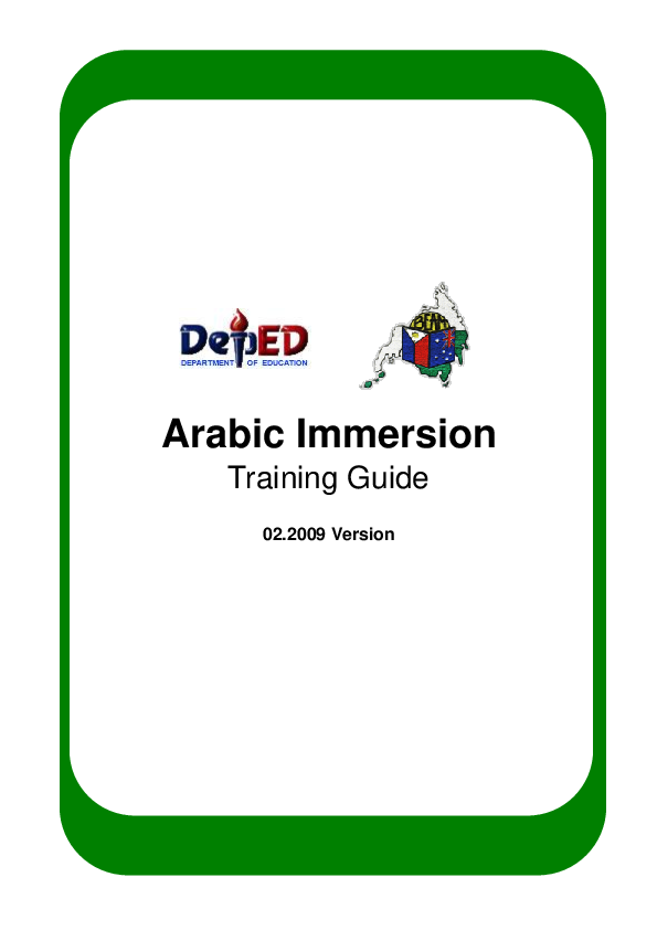 First page of “Arabic Immersion Training Guide”