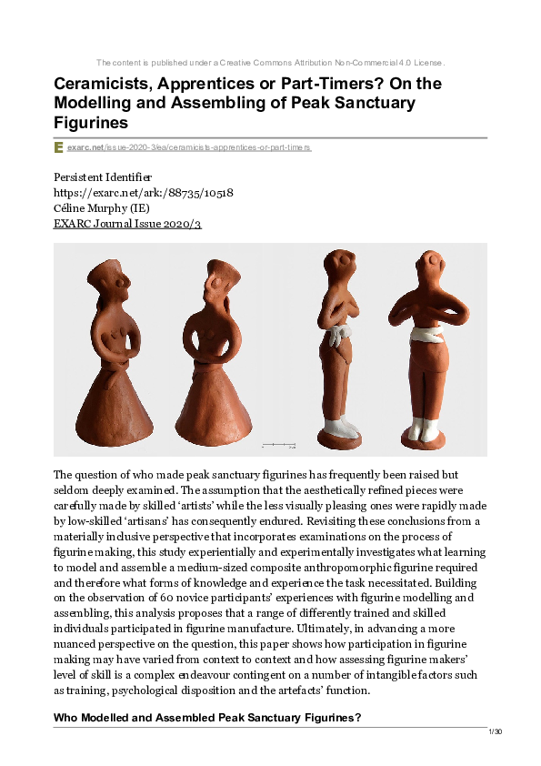 First page of “Ceramicists, apprentices or part-timers? On the modelling and assembling of peak sanctuary figurines”