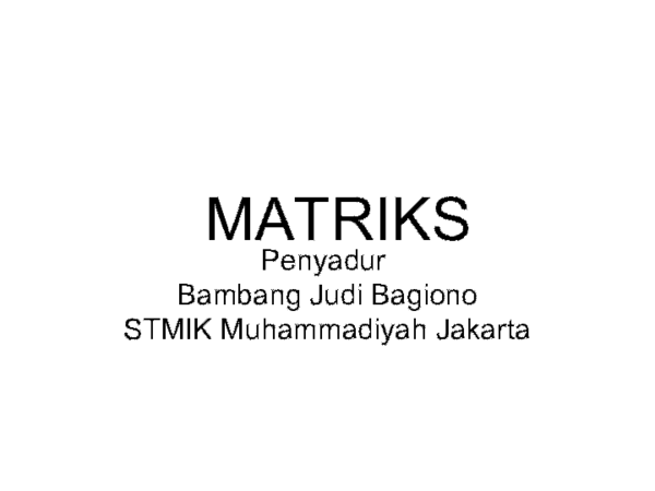 First page of “Matriks”