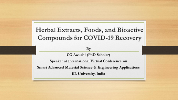 First page of “Herbal Extracts, Foods, and Bioactive Compounds for COVID-19 Recovery”