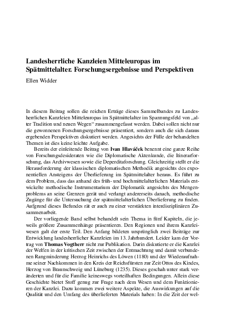 First page of “Landesherrliche Kanzleien Mitteleuropas im Spätmittelalter. Forschungsergebnisse und Perspektiven”