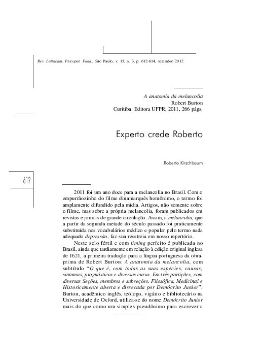 First page of “Experto crede Roberto”