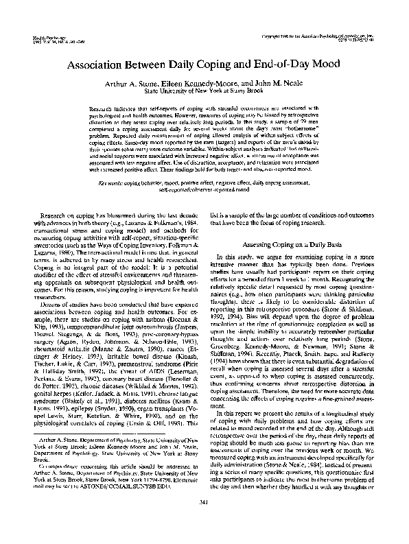 First page of “Association between daily coping and end-of-day mood.”