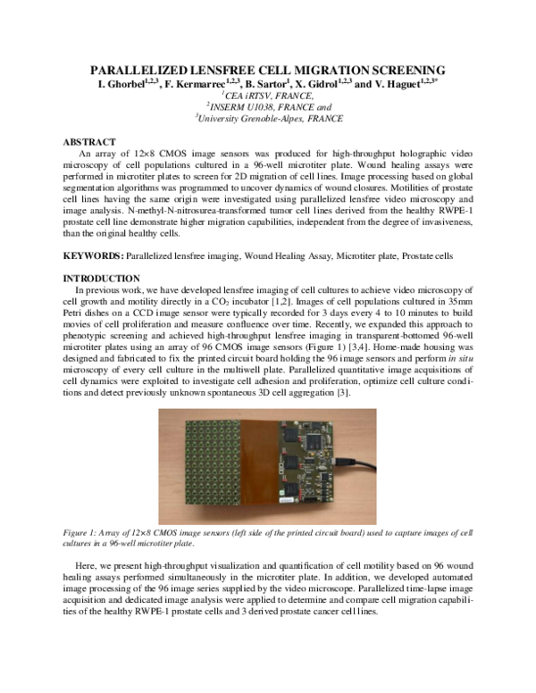 First page of “Parallelized lensfree cell migration screening”